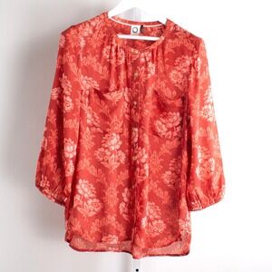 Anthropologie Akemi +‎ Kin Floral Print Button Down Blouse Boho Bohemian Large